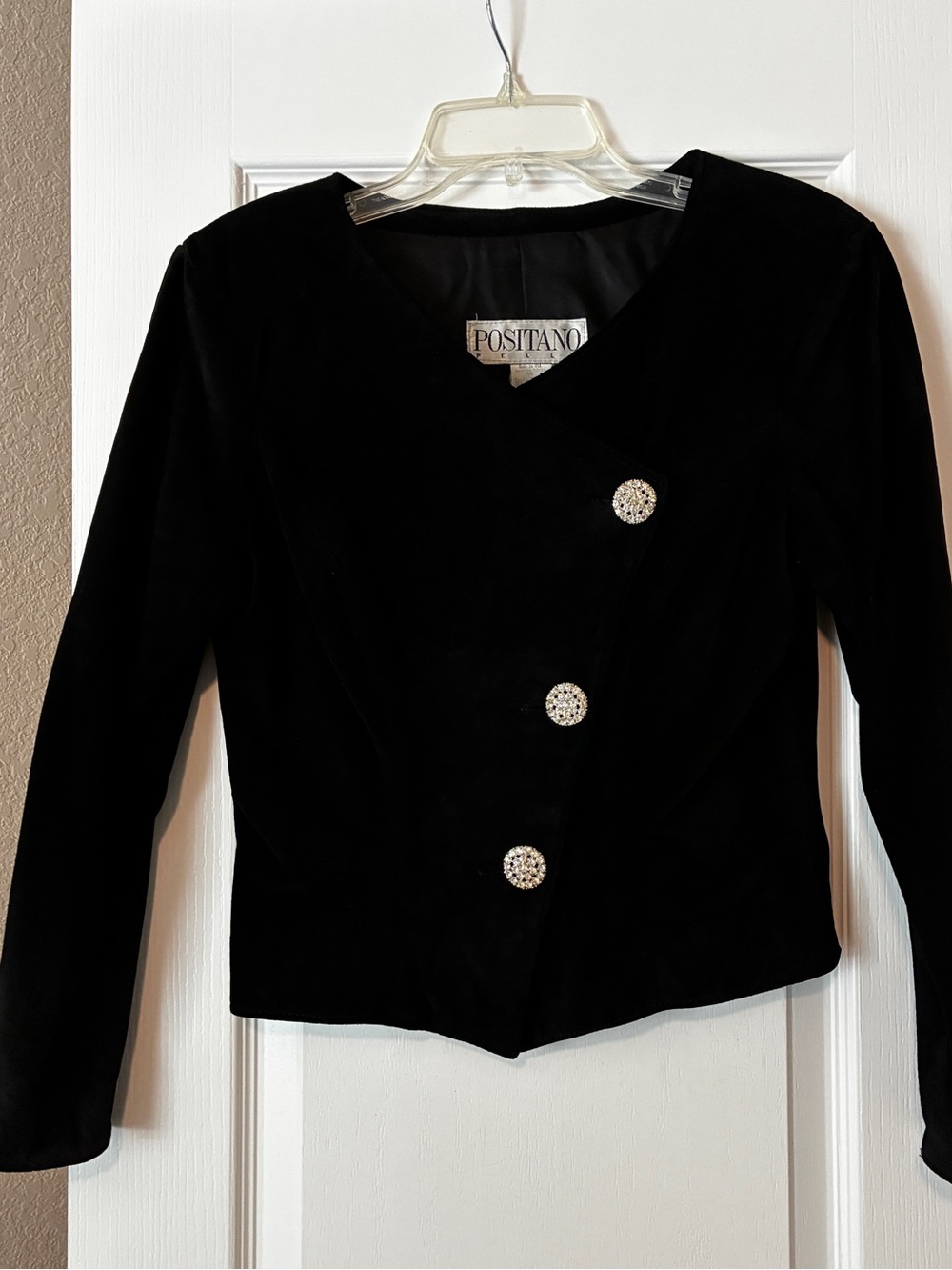 Black Women's suede Jacket with Decorative Buttons